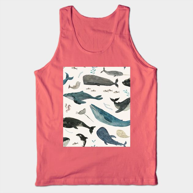 Whale song (blue) Tank Top by katherinequinnillustration